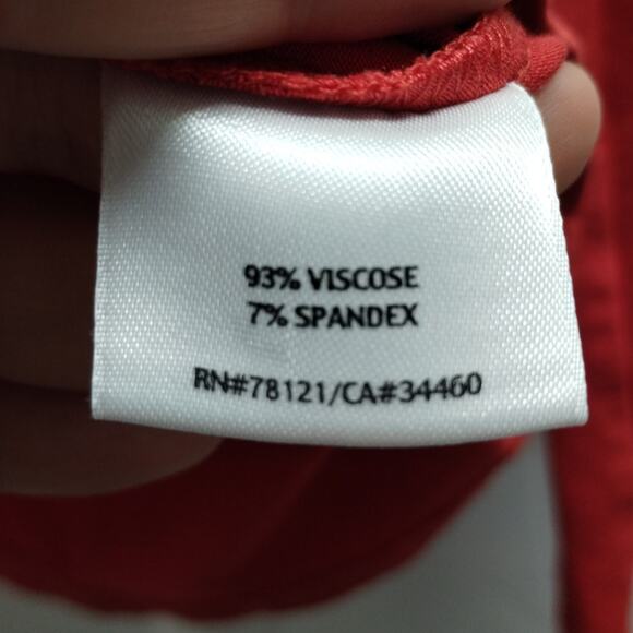 Eileen Fisher Size Petite Large PL Red Jersey Stretch Long Sleeve Round Neck Top - Picture 4 of 4